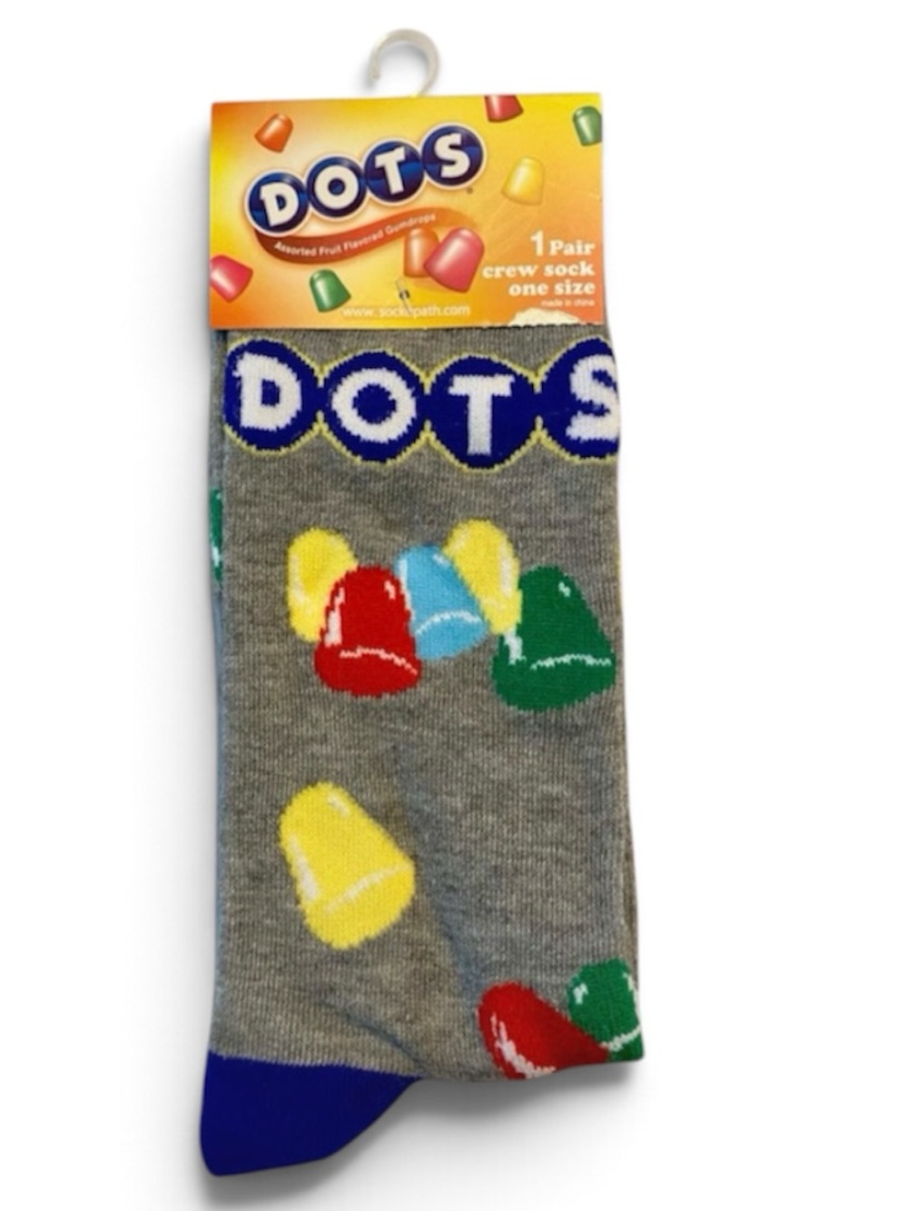 Dots Gray Crew Socks with Multicolor Bell Dots